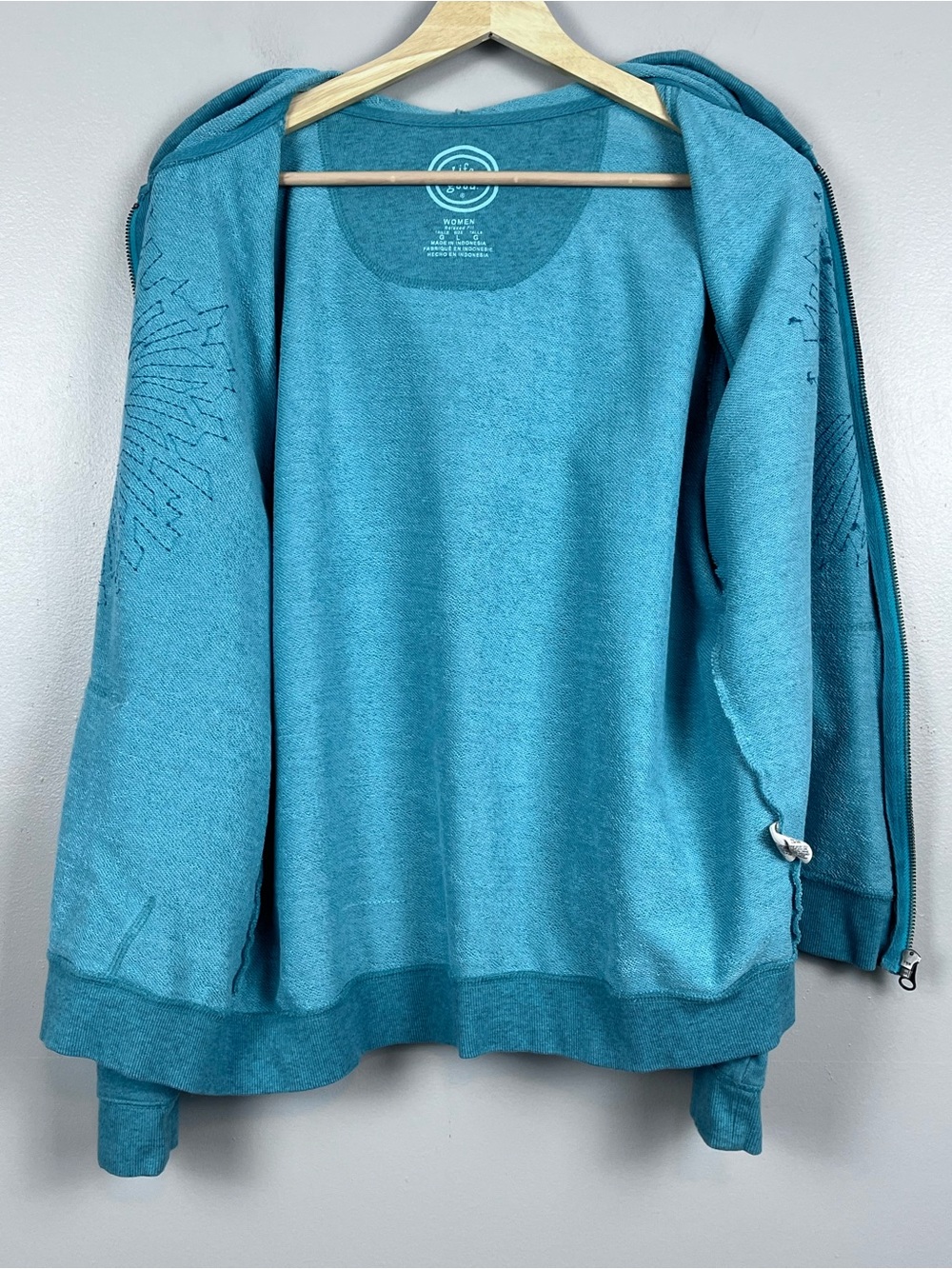 Life is Good Women's Relaxed Fit Full Zip Hooded Jacket with Heart Size L - Picture 4 of 12